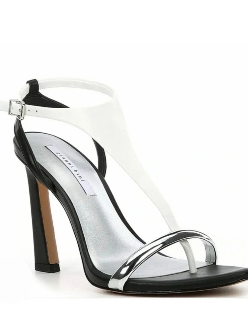 Gianni Bini Dress Sandals 7.5 Black White Leather Orah Thong High Heel New $120
